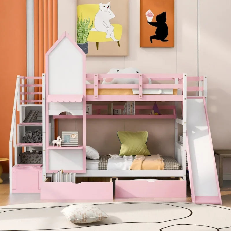 Rosa Etagenbett mit Bettrahmen für das Schlafzimmer