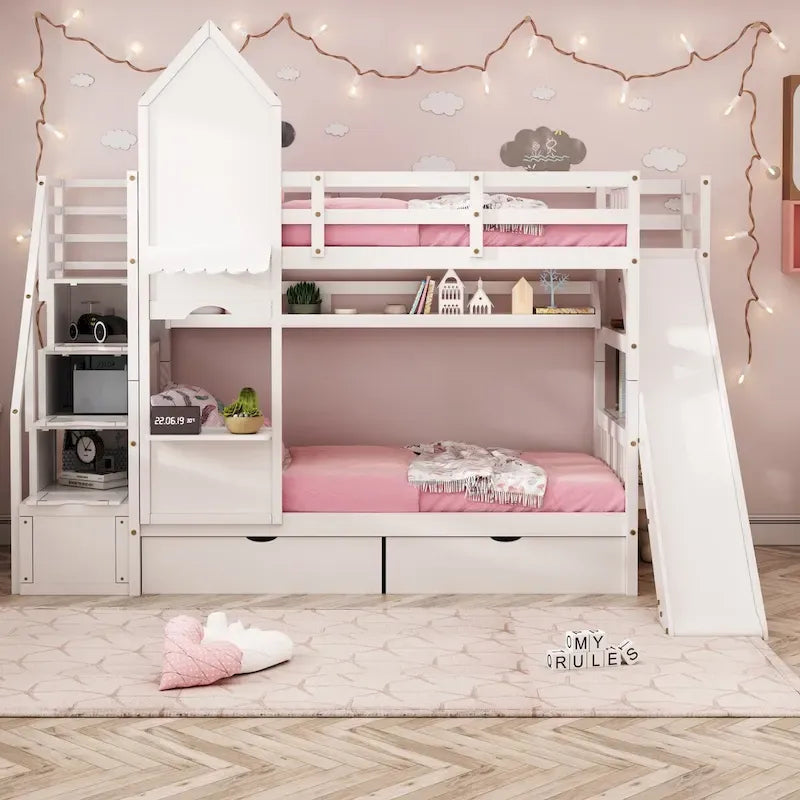 Rosa Etagenbett mit Bettrahmen für das Schlafzimmer