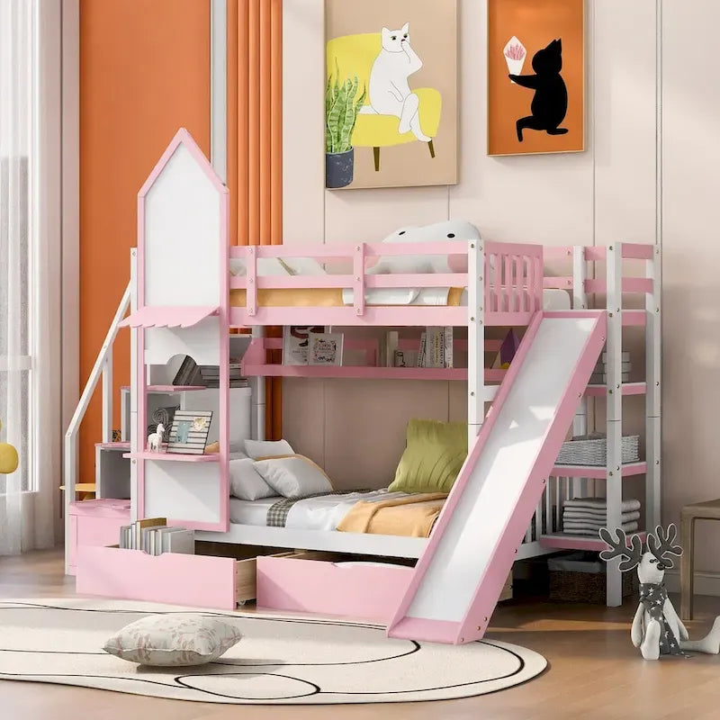 Rosa Etagenbett mit Bettrahmen für das Schlafzimmer