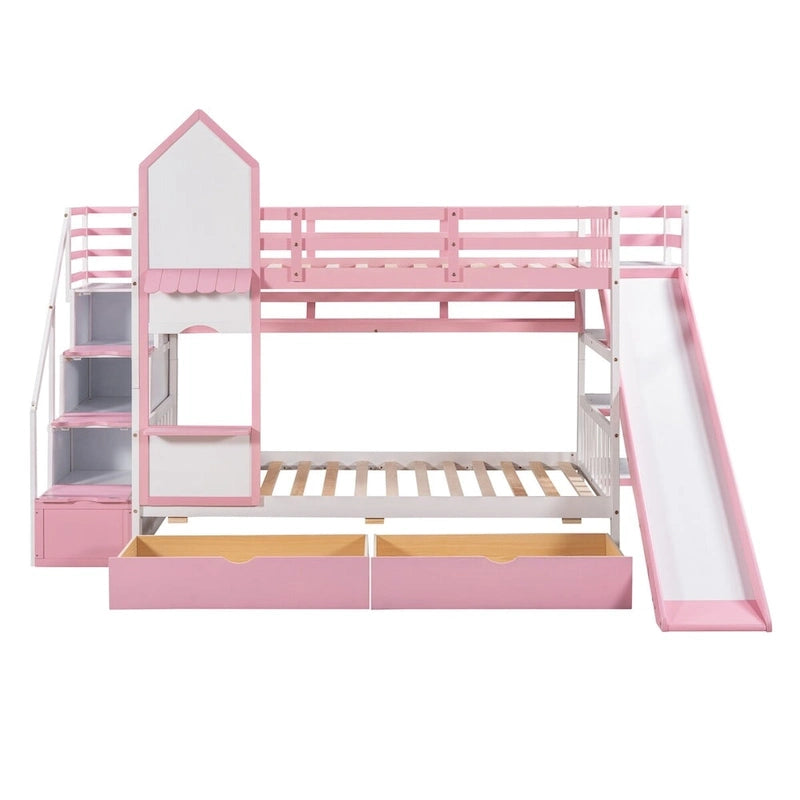 Litera rosa con estructura de cama para dormitorio