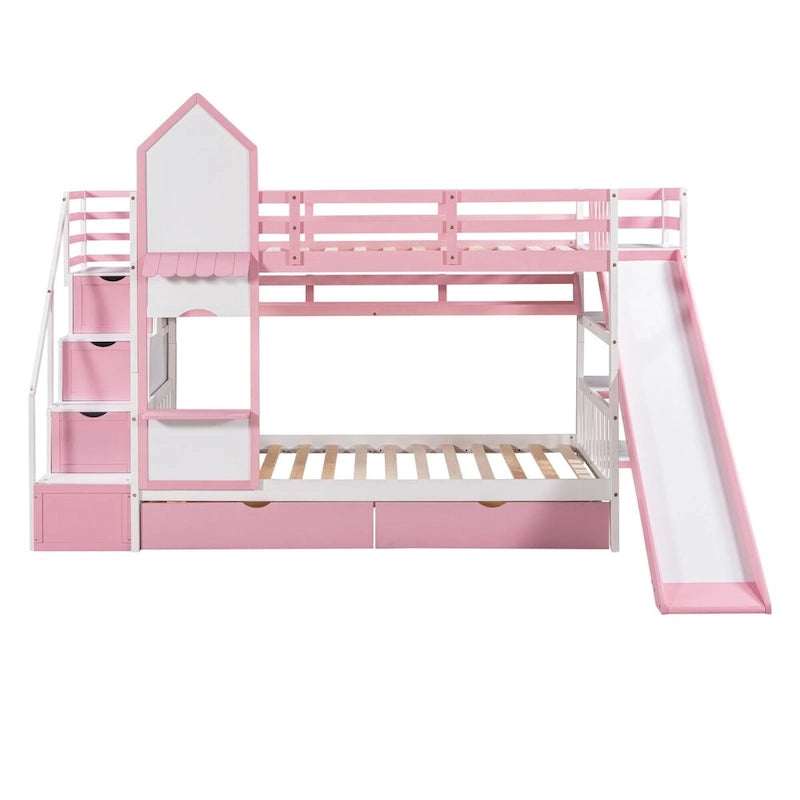 Litera rosa con estructura de cama para dormitorio