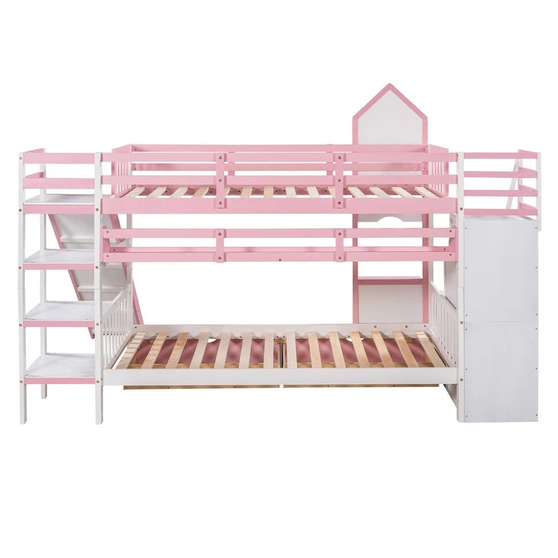 Litera rosa con estructura de cama para dormitorio