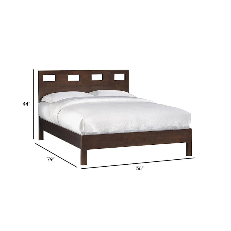 Doppelbett, Kopfteil mit ausgeschnittenem Design, braunes Mahagoniholz