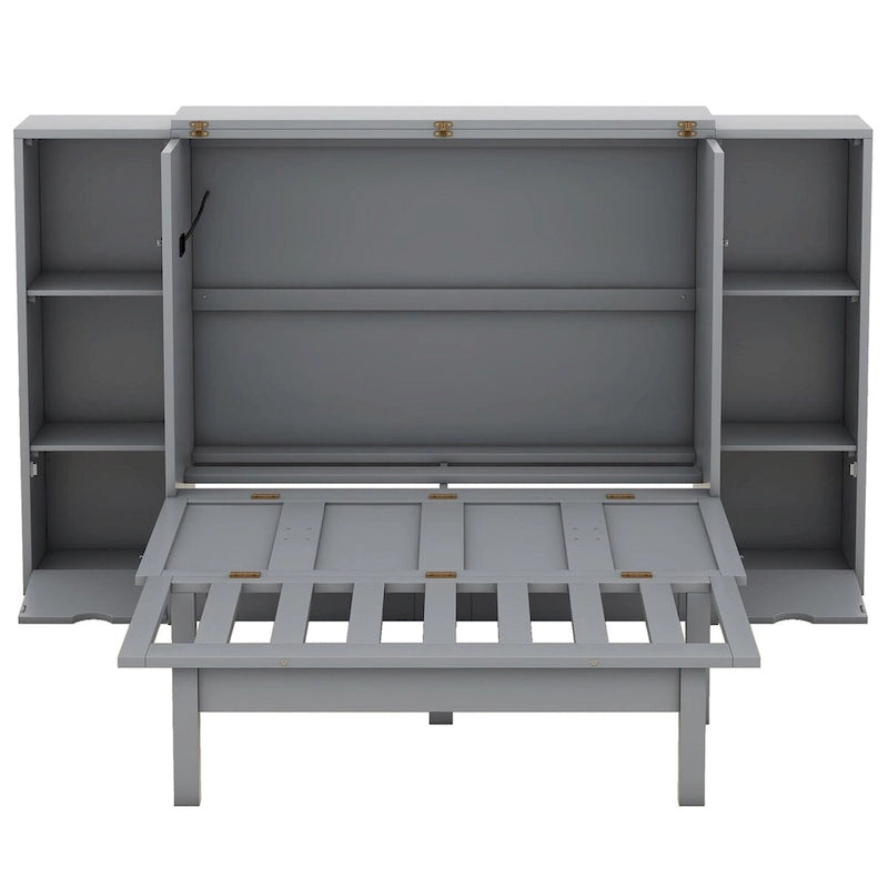 Bett in Queensize mit Regalen, Schubladen und USB