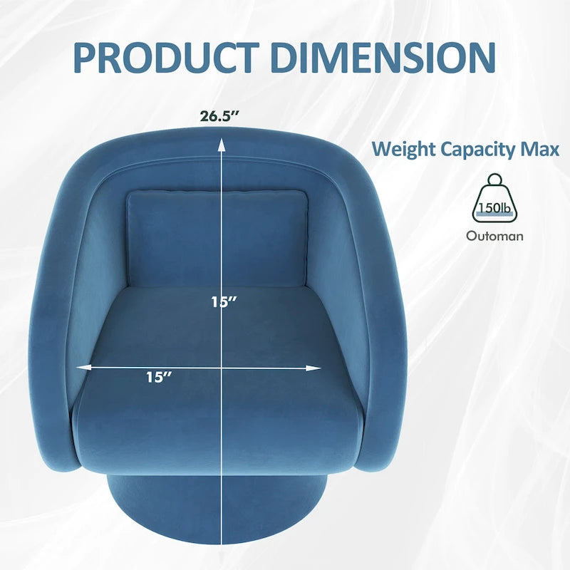 Fauteuil tonneau pivotant avec clous décoratifs
