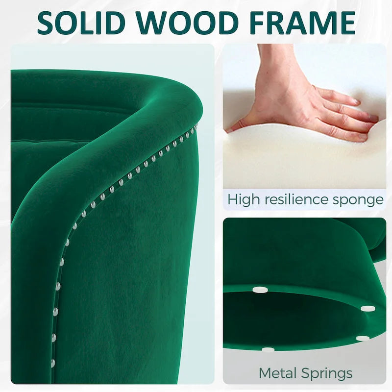 Nailhead Swivel Barrel Chair