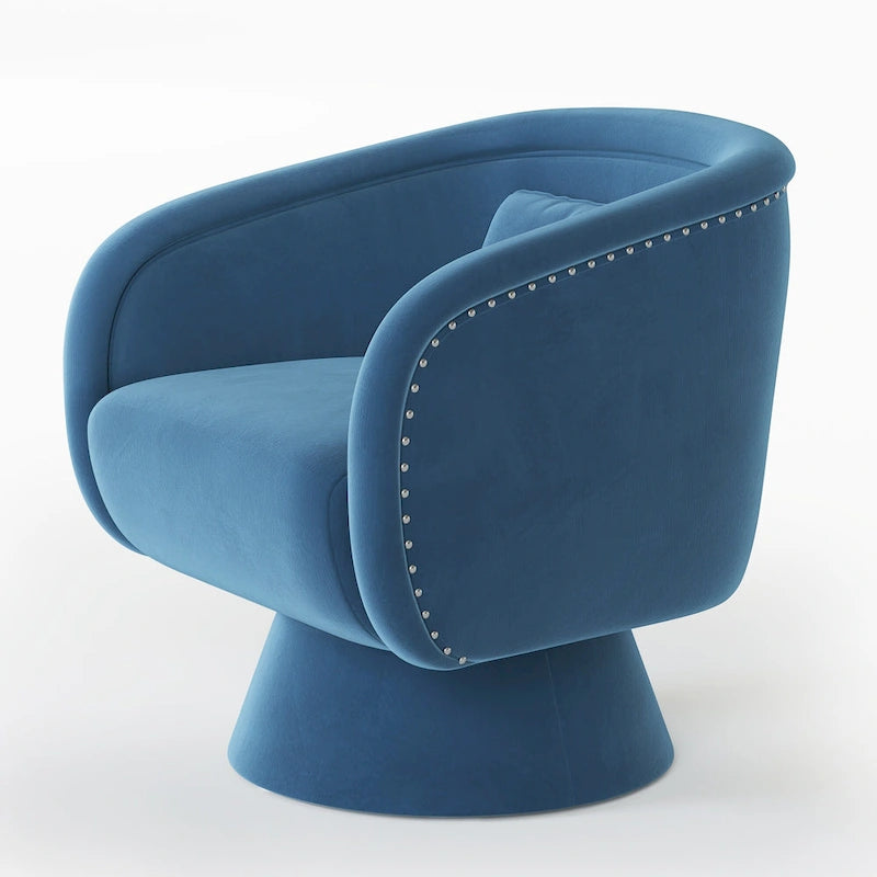 Nailhead Swivel Barrel Chair