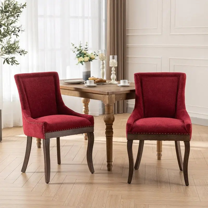 Chaises de salle à manger en tissu et bois, lot de 2
