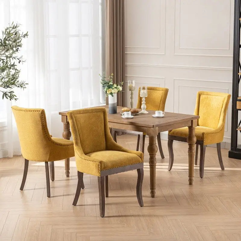 Chaises de salle à manger en tissu et bois, lot de 2