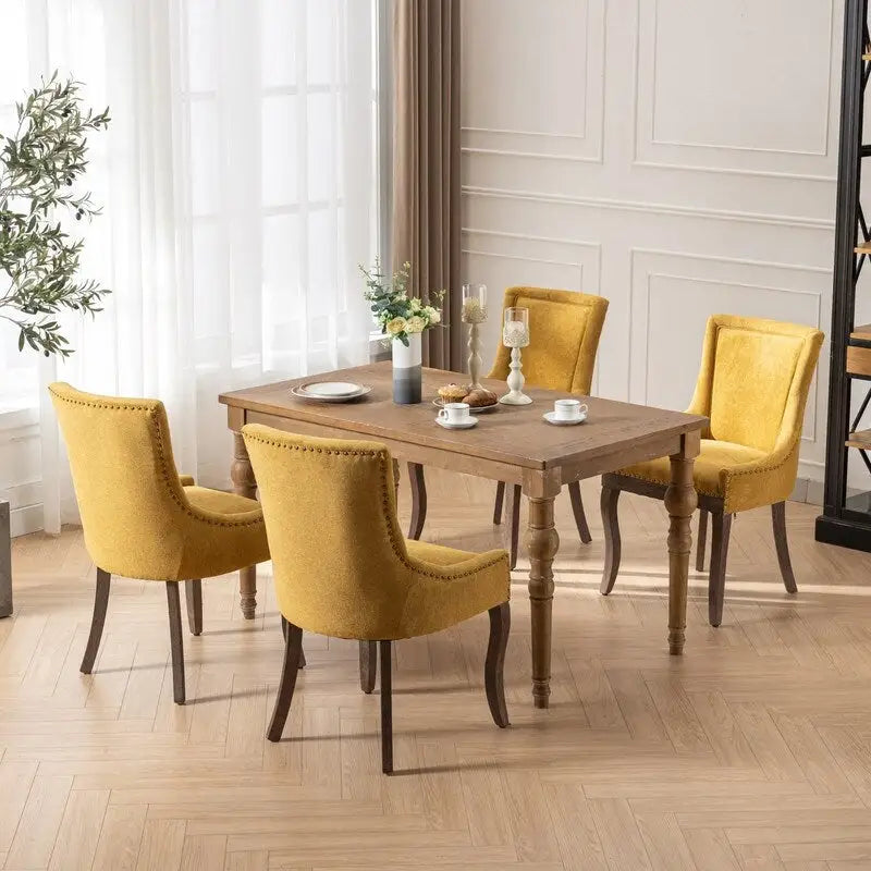 Chaises de salle à manger en tissu et bois, lot de 2