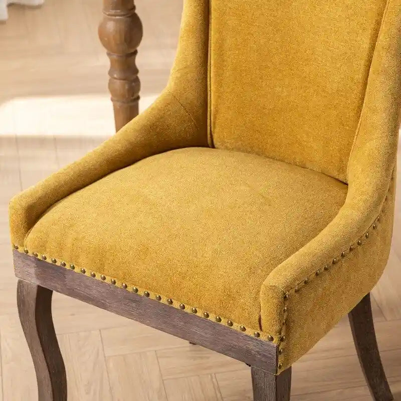 Chaises de salle à manger en tissu et bois, lot de 2