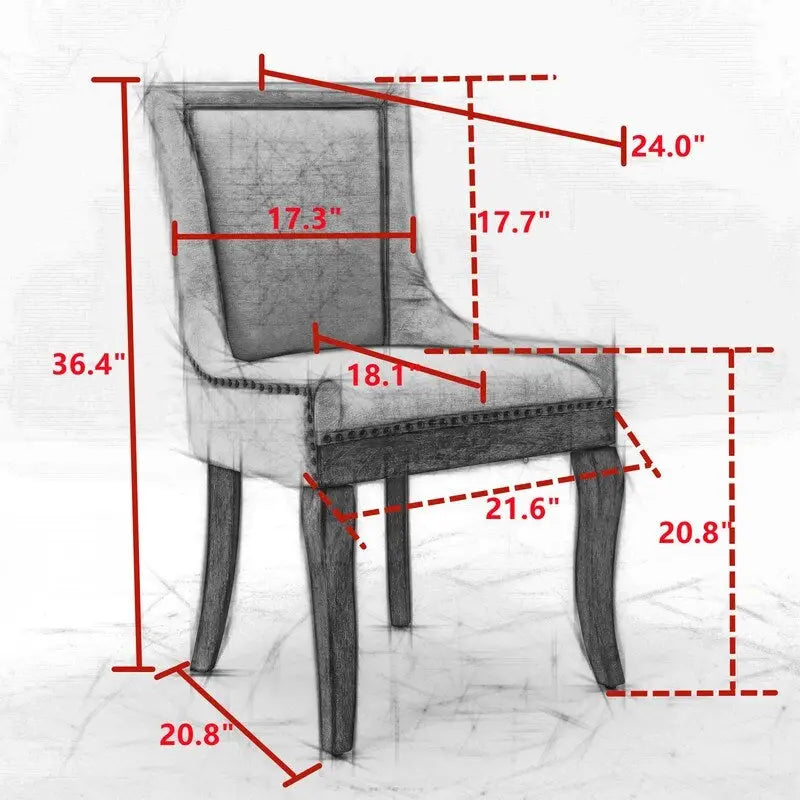 Stoffen eetkamerstoelen van hout, set van 2