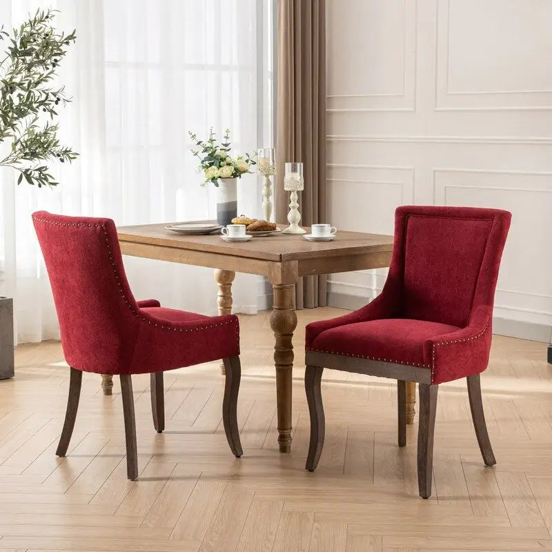 Stoffen eetkamerstoelen van hout, set van 2