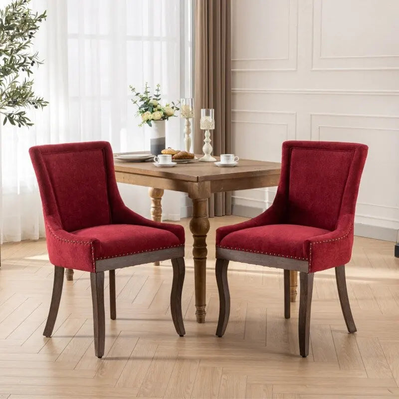 Stoffen eetkamerstoelen van hout, set van 2