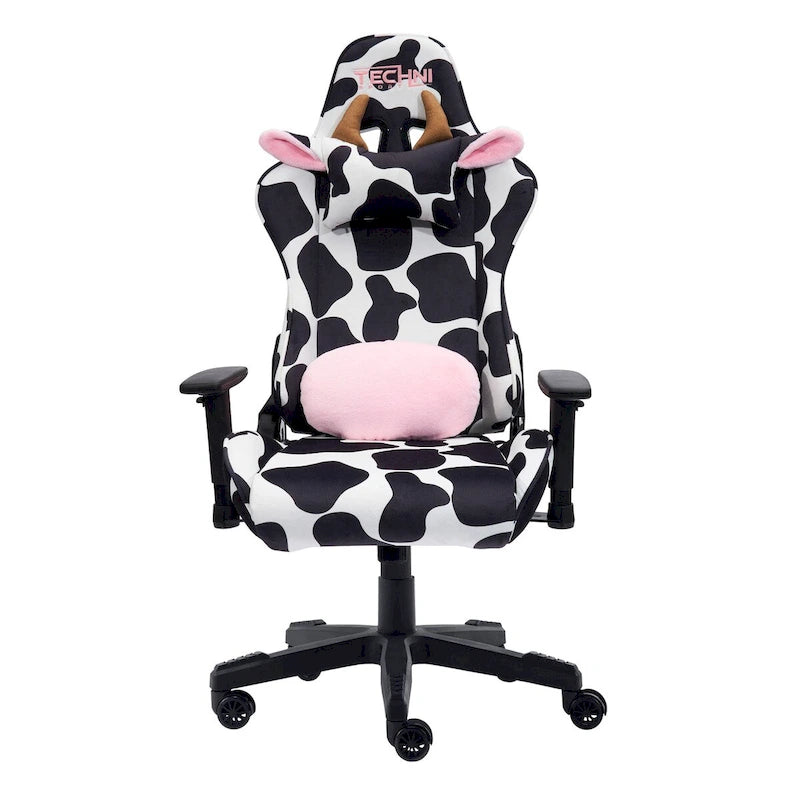 Chaise de gaming réglable amusante à imprimé vache