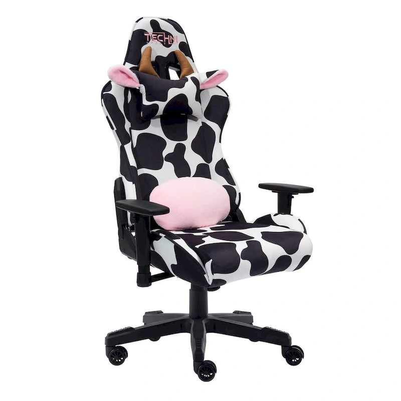 Chaise de gaming réglable amusante à imprimé vache