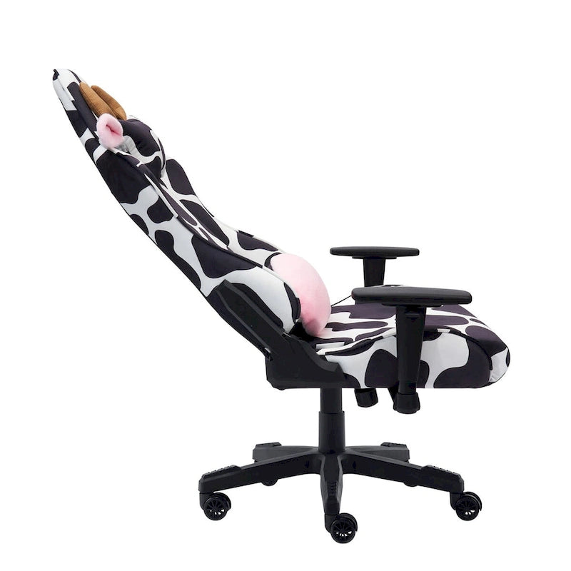 Chaise de gaming réglable amusante à imprimé vache