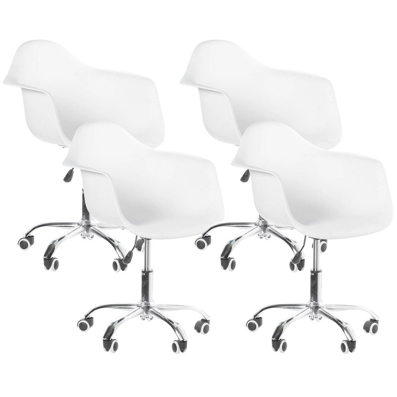 Chaise de bureau ergonomique moderne, style mi-siècle, avec coque en plastique moulé, pivotante et réglable, avec roulettes