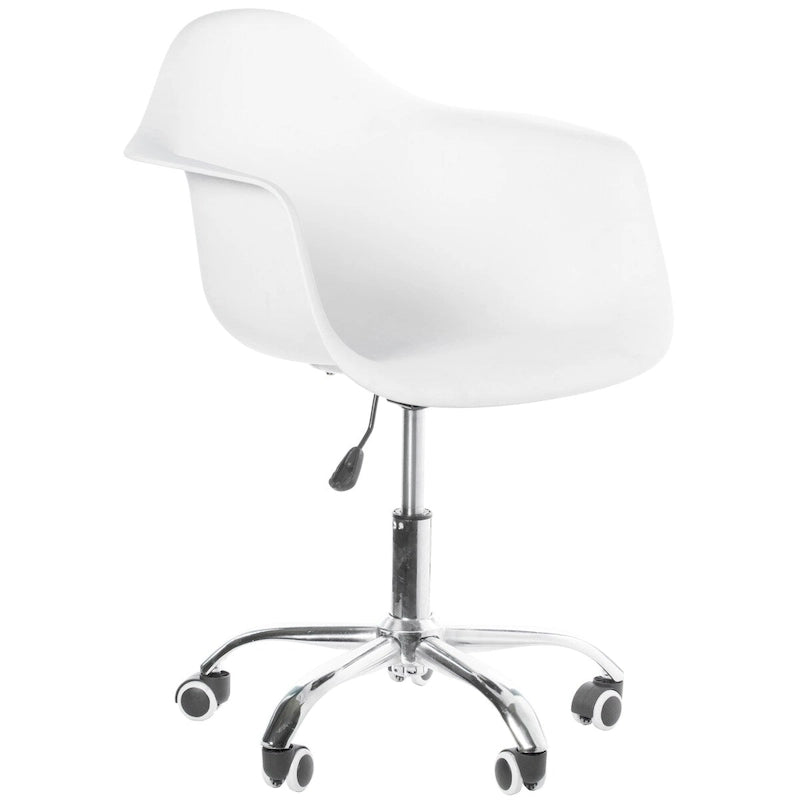 Chaise de bureau ergonomique moderne, style mi-siècle, avec coque en plastique moulé, pivotante et réglable, avec roulettes