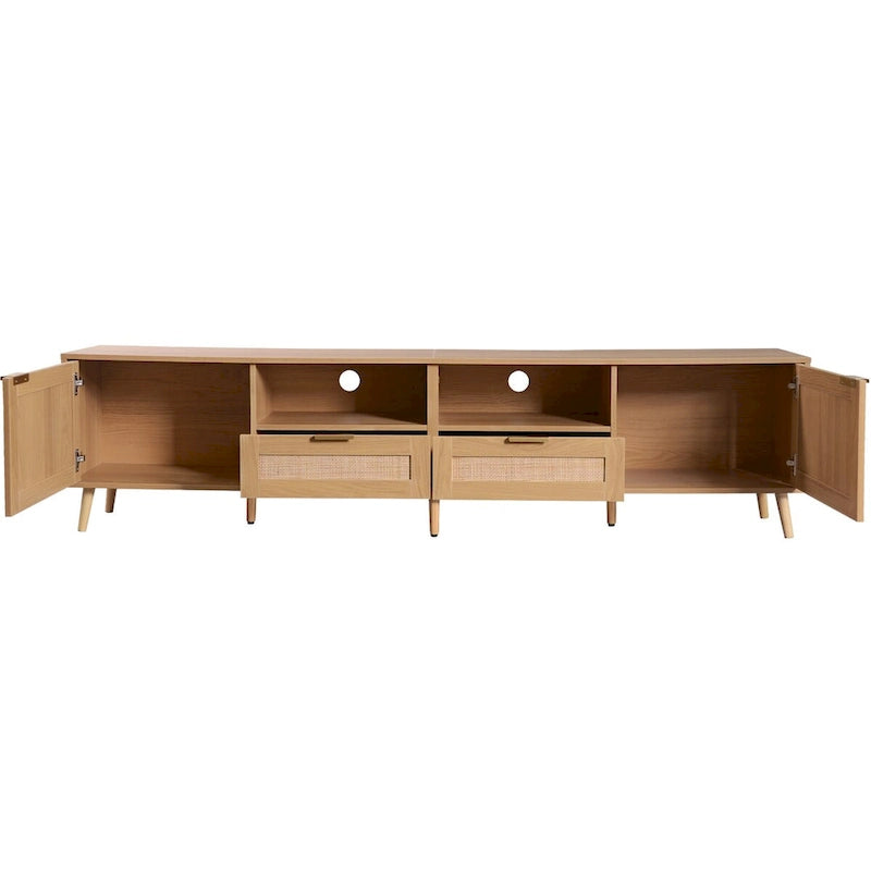 Moderner Rattan-TV-Ständer für Fernseher bis zu 85 Zoll