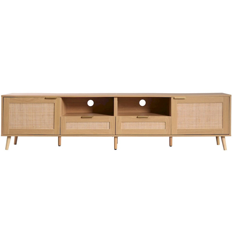 Moderner Rattan-TV-Ständer für Fernseher bis zu 85 Zoll