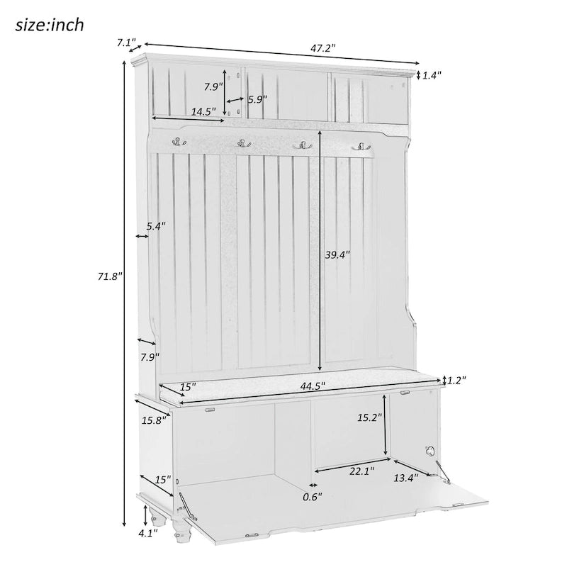 Meuble d’entrée 4-en-1 avec banc de rangement